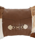 Buckle Cushion Cowhide pattern brown white - vivahabitat.com