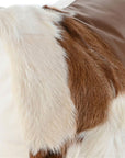 Buckle Cushion Cowhide pattern brown white - vivahabitat.com