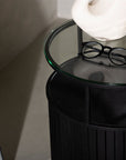 Bovall Side Table - Black / Clear glass ⌀37 - vivahabitat.com