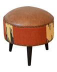 Durrie & Leather Mixed Footstool