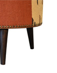 Durrie & Leather Mixed Footstool