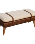 Boucle Buffalo Hide Leather Bench