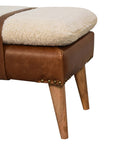 Boucle Buffalo Hide Leather Bench