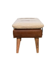 Boucle Buffalo Hide Leather Bench