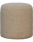 Boucle Cream Round Footstool