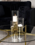 Kivik - Sofa Table - Glass / Brushed Brass - vivahabitat.com