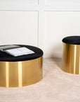 Furniture Fashion Puff - Stool ø75 - Black / Shiny Brass - vivahabitat.com
