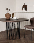 Stone round Dining Table - Black / Mocca Veneer - vivahabitat.com