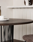 Stone round Dining Table - Black / Mocca Veneer - vivahabitat.com
