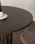 Stone round Dining Table - Black / Mocca Veneer - vivahabitat.com