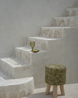 The Raffia Tressed Stool - Jungle Green - vivahabitat.com