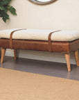 Boucle Buffalo Hide Leather Bench