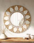 Dauna Boho-Chic Round Rattan Mirror