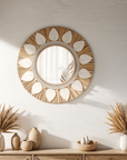 Dauna Boho-Chic Round Rattan Mirror