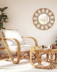 Dauna Boho-Chic Round Rattan Mirror