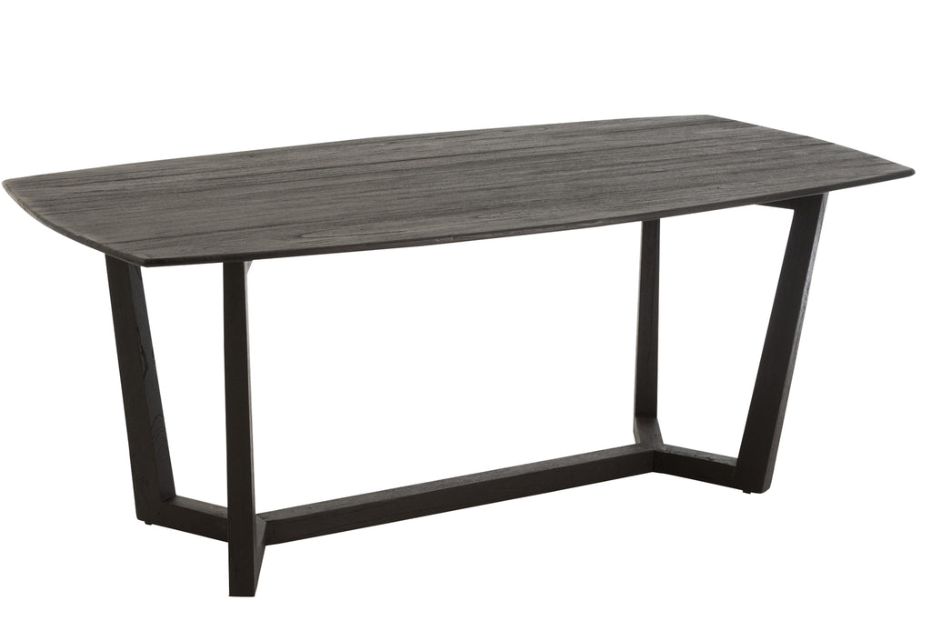 Dining Table Maty Exotic Wood/Rattan Black
