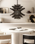 Japandi Large Ceiling Lampshade Black and Natural Rattan