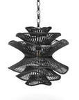 Japandi Large Ceiling Lampshade Black and Natural Rattan