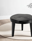 Modern Japandi Black Live Edge Solid Wood Low Table