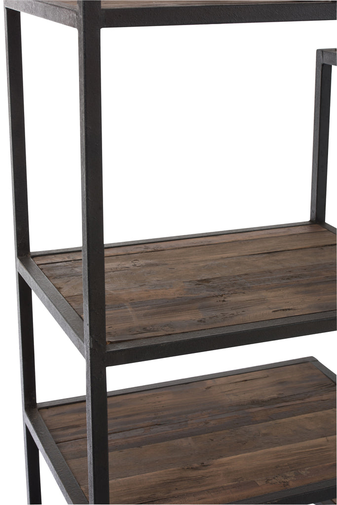Rack 6 Shelves Metal/Wood Brown/Black