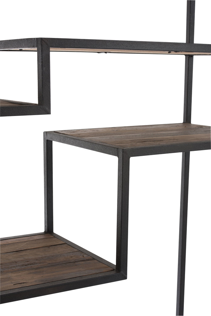 Rack 6 Shelves Metal/Wood Brown/Black