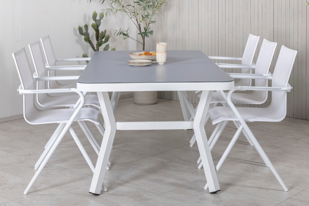 Venture Home Virya Dining Table - White Alu / Grey Glass - big table