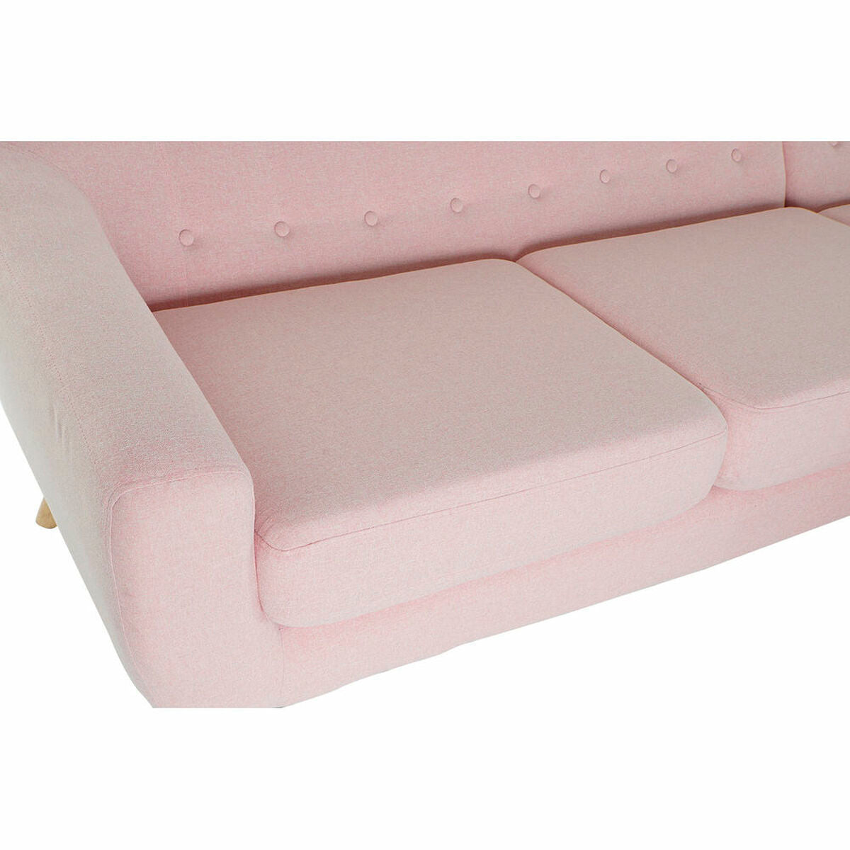 Sofá de 3 Plazas DKD Home Decor Poliéster Madera de caucho Rosa claro (226 x 144 x 84 cm)