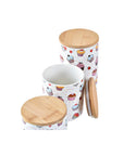 3 Tubs DKD Home Decor Natural White Multicolour Bamboo Stoneware 10 x 10 x 17 cm Cupcake