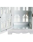 Farol DKD Home Decor Acabado envejecido Blanco Gris Madera Cristal 19 x 19 x 42 cm