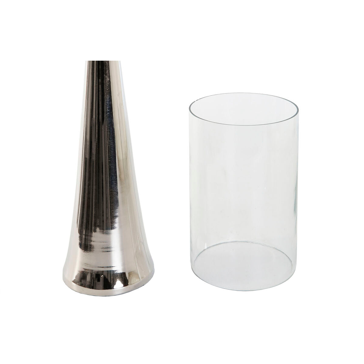 Candleholder DKD Home Decor Silver Aluminium Crystal 14 x 14 x 48 cm