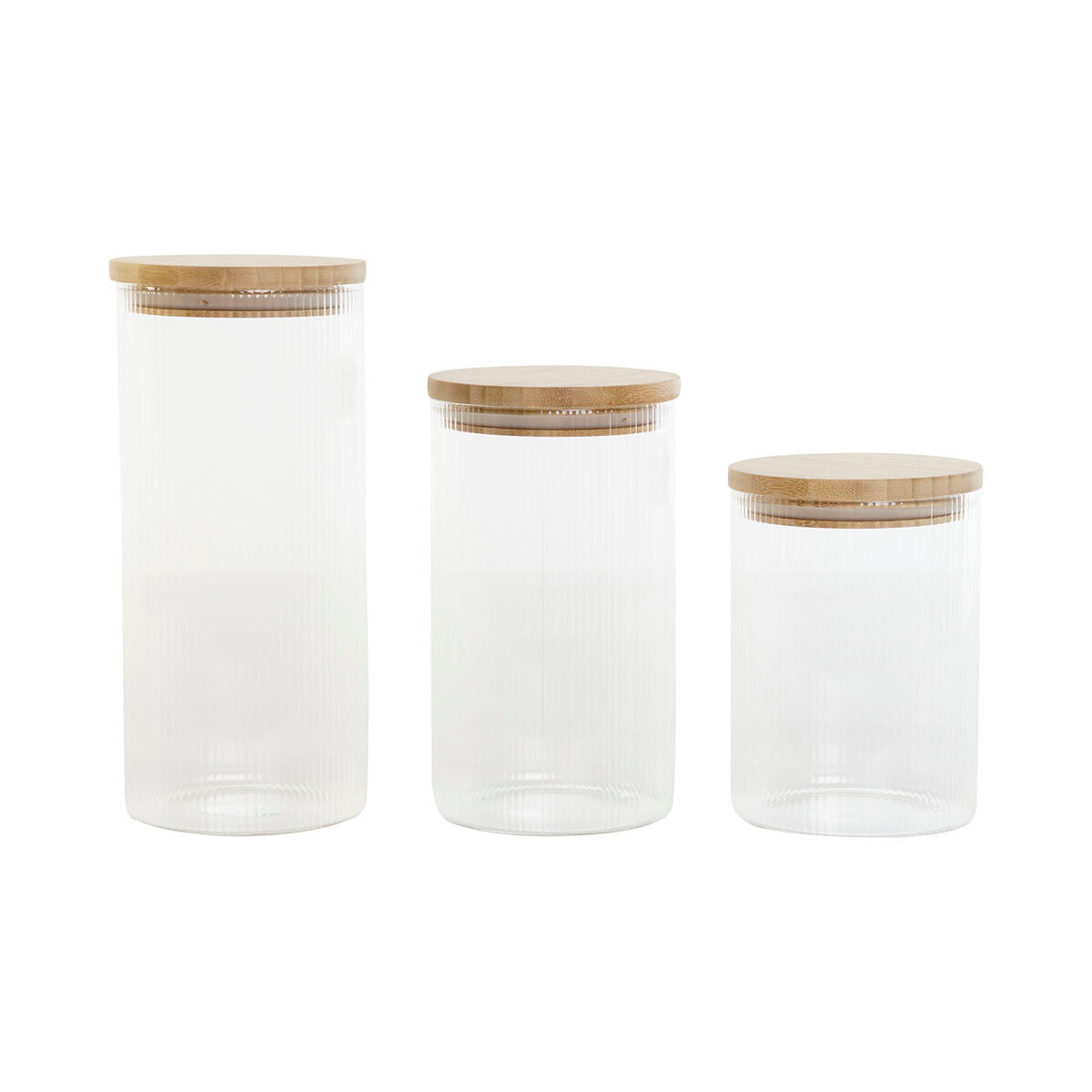3 Tubs Home ESPRIT Transparent Silicone Bamboo Borosilicate Glass 10 x 10 x 22,3 cm