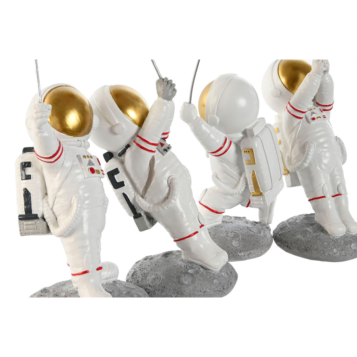 Deko-Figur Home ESPRIT Weiß Gold Astronaut 10,5 x 10,5 x 25 cm (4 Stück)