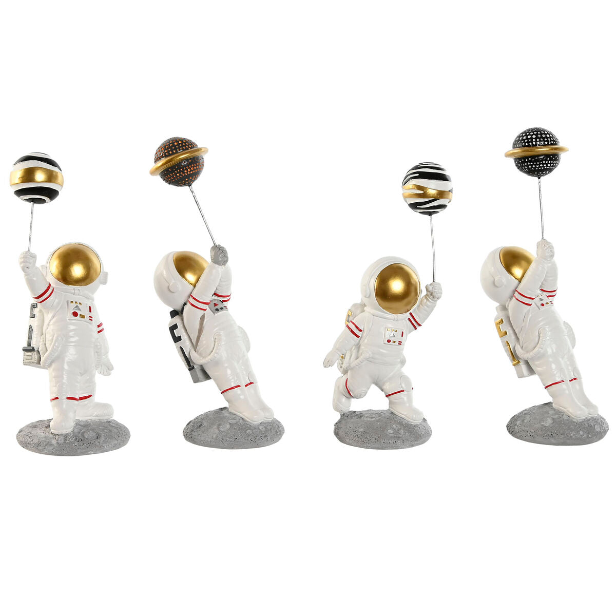 Deko-Figur Home ESPRIT Weiß Gold Astronaut 10,5 x 10,5 x 25 cm (4 Stück)