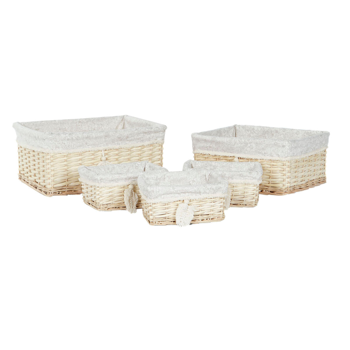 Basket set Home ESPRIT Cream Natural 49 x 39 x 22 cm (5 Pieces)