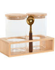 Set mit 2 Kanistern Home ESPRIT Gold natürlich Bambus Borosilikatglas 24 x 12 x 18,5 cm