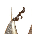 Decoración de Pared Home ESPRIT Marrón Gris Dorado Plateado Veleros 66 x 4 x 53 cm