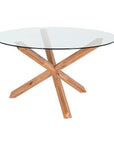 Dining Table Home ESPRIT Natural Tempered Glass oak wood 130 x 130 x 75 cm