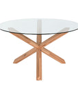 Dining Table Home ESPRIT Natural Tempered Glass oak wood 130 x 130 x 75 cm