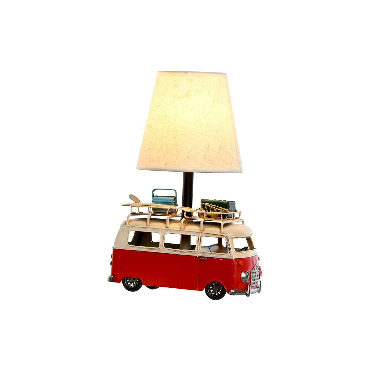 Lámpara de mesa Home ESPRIT Blanco Rojo Lino Metal 20 x 14 x 30 cm