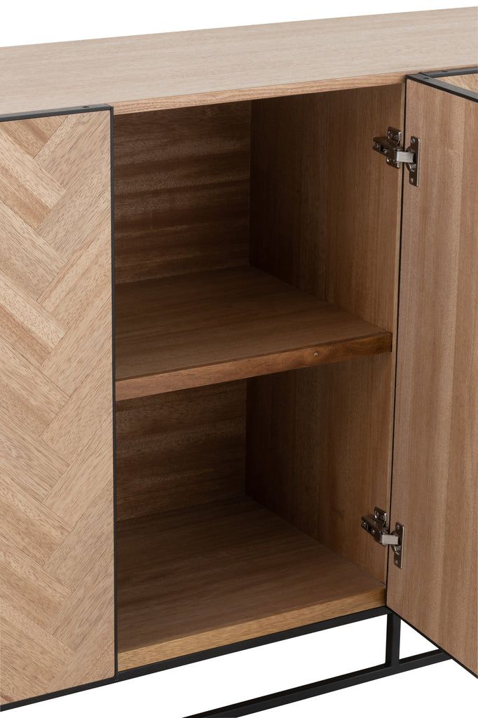 Dresser 4 Doors Zigzag Wood/Metal Natural/Black - vivahabitat.com