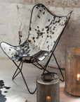 Lounge Chair Cowhide/Metal White/Black - vivahabitat.com