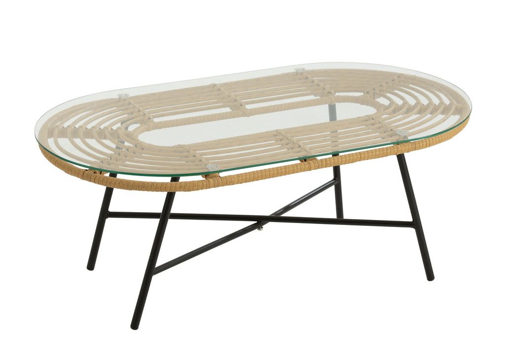 Table Low Oval Outdoors Met/Glass Natural/Black - vivahabitat.com