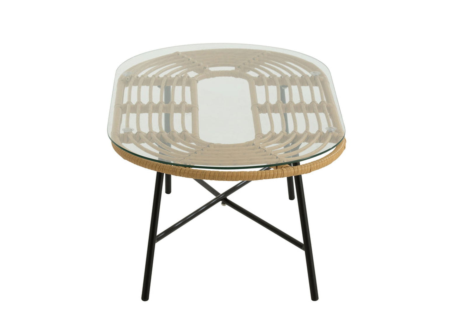 Table Low Oval Outdoors Met/Glass Natural/Black - vivahabitat.com