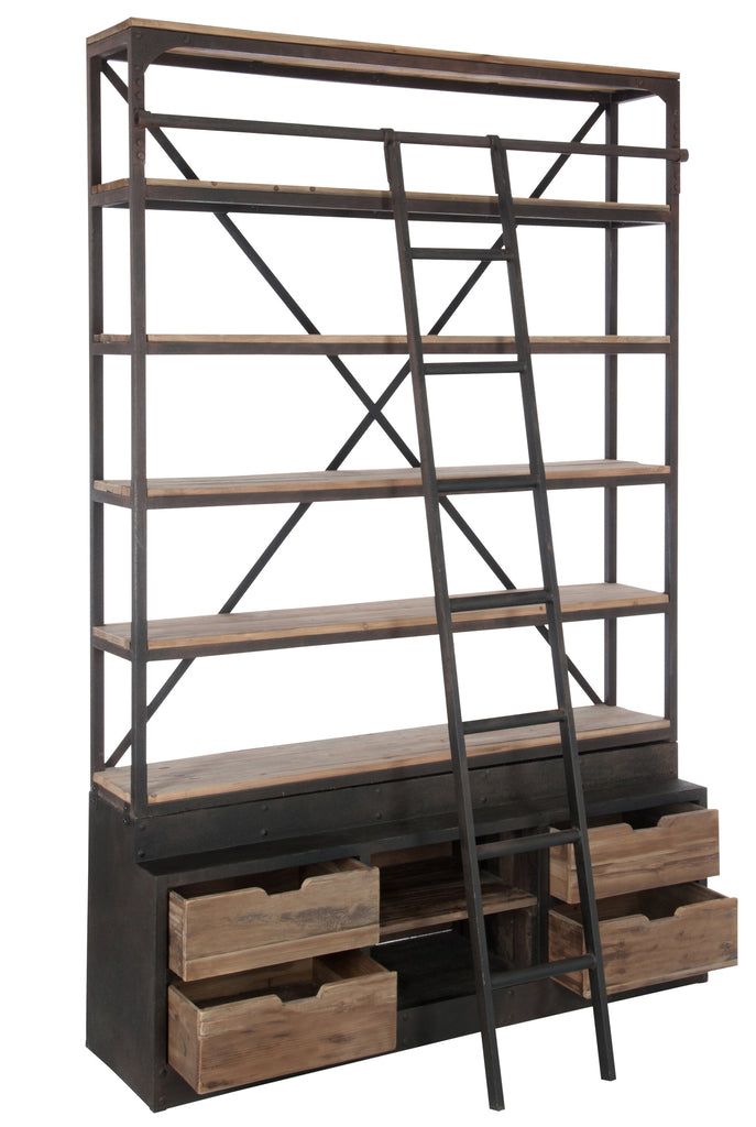 Rack+Ladder 4Shelves Wood/Metal Natural/Brown 160X45x243cm - vivahabitat.com