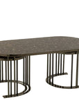 Set Of 3 Side Table Oval Silver/Brown Metal - vivahabitat.com