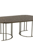 Set Of 3 Side Table Oval Silver/Brown Metal - vivahabitat.com