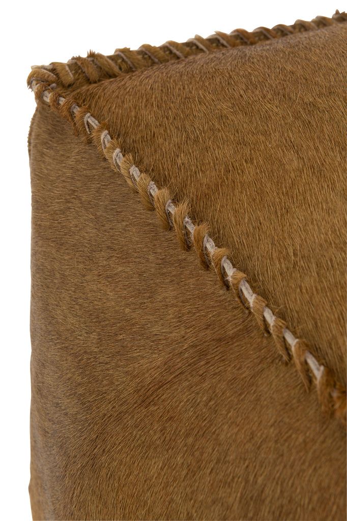Pouf Cowhair Leather Dark/Camel - vivahabitat.com