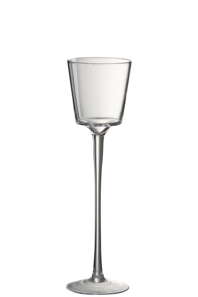 Candle Holder Conical On Base Glass Transparent Large - vivahabitat.com