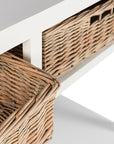 Console + 2 Baskets Wood White - vivahabitat.com