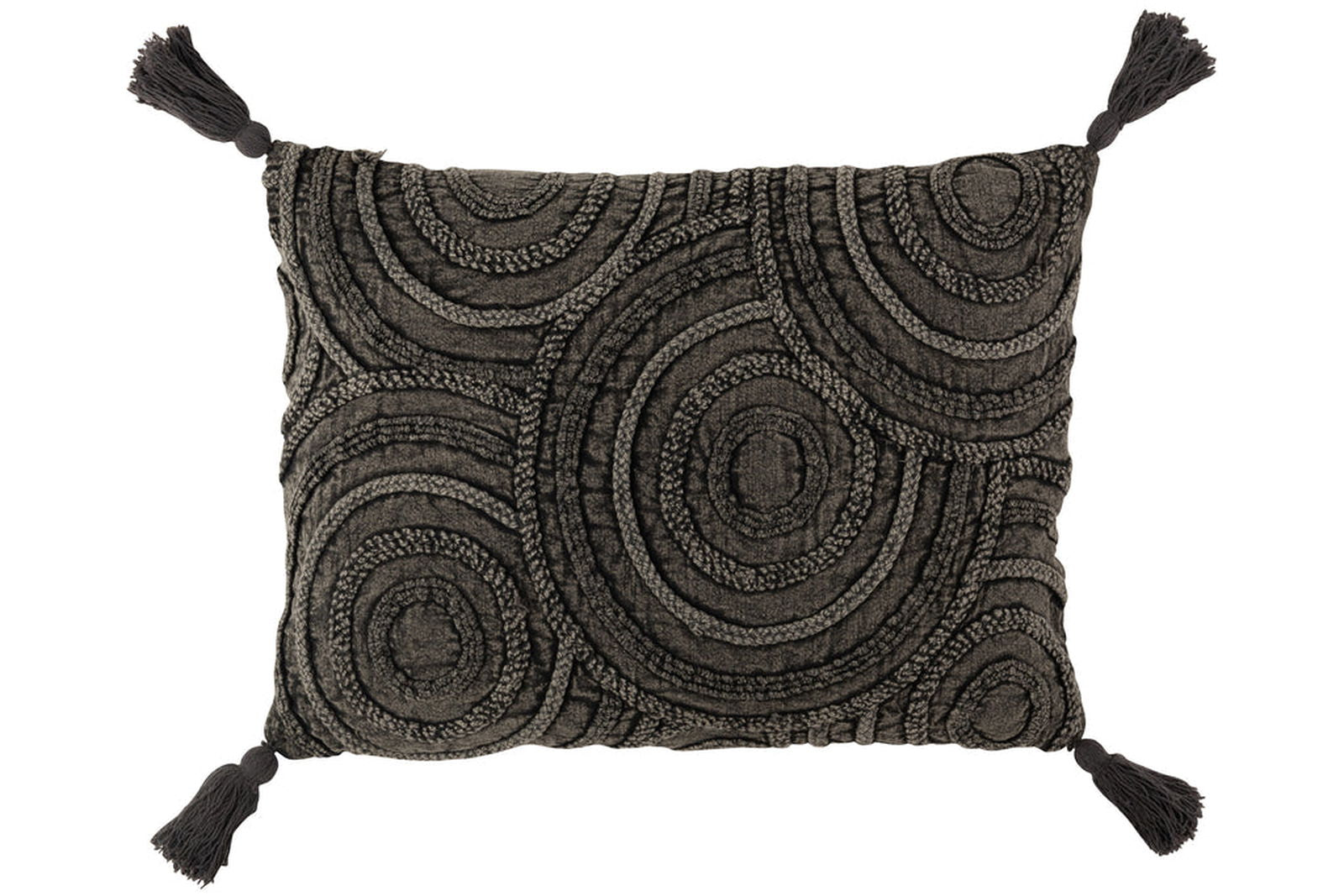 Cushion Circle Cotton Rectangle Dark Grey - vivahabitat.com